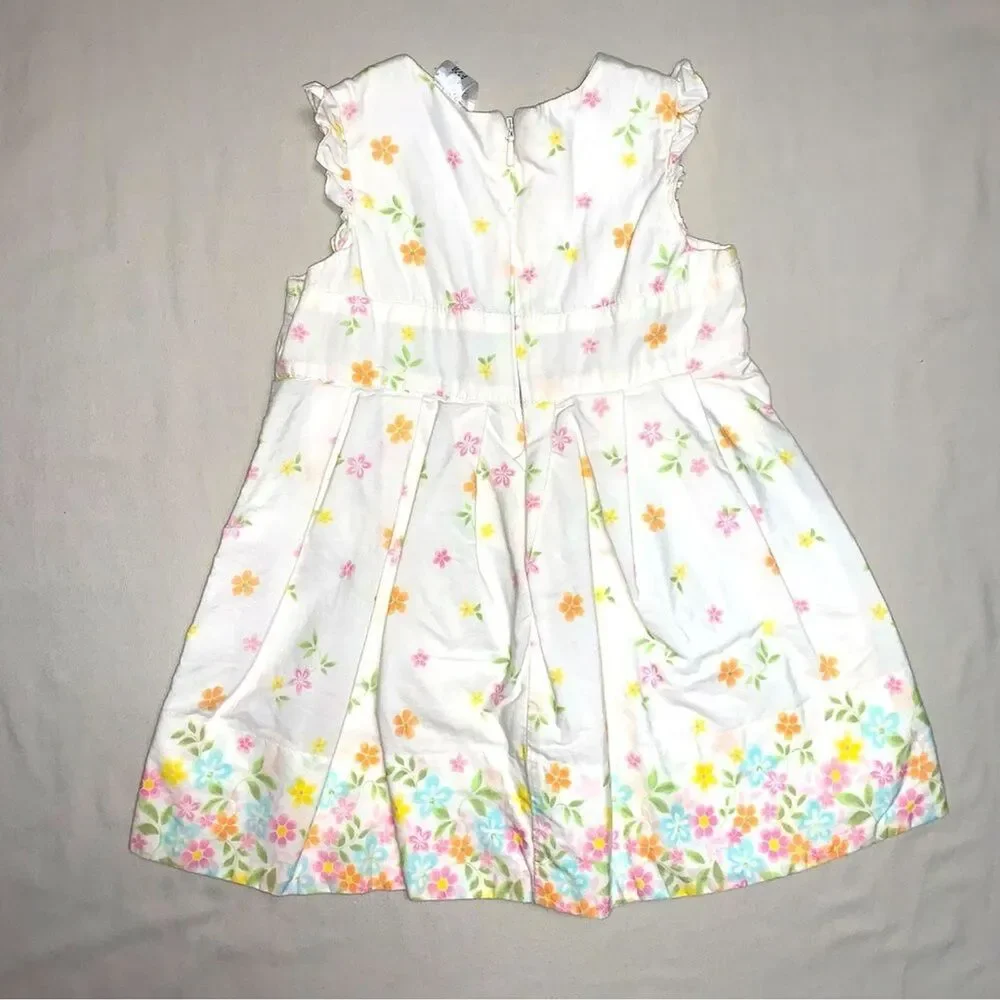 Baby GAP White Floral Fit & Flare Dress Girl 6-12 Months Spring Summer Sun Dress